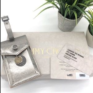 BNWT JIMMY CHOO Silver Bag & Luggage Tag W Box
